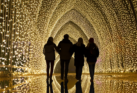 People walking through Lights Tunnel