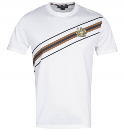 Aquascutum Elgood Slash Stripe White T-Shirt