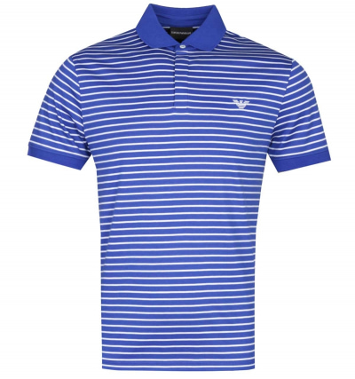 Emporio Armani Small Stripe Electric Blue Polo Shirt