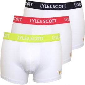 3-Pack Classic Logo Boxer Briefs, White w/ navy/pink/lime