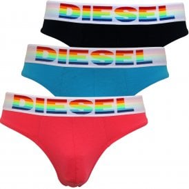 3-Pack Rainbow Logo Thongs, Black/Blue/Pink