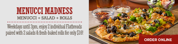 Menucci Madness - Menuccis + Salad + Rolls for only $16. Click to order online