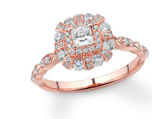 14K Rose Gold Vintage-Inspired Diamond Engagement Ring