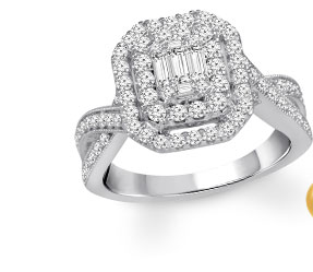 14K White Gold Unique Diamond Engagement Ring