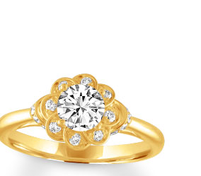 14K Yellow Gold Unique Diamond Engagement Ring