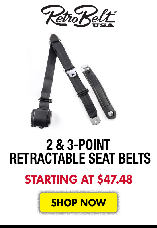 RetroBelt USA2 & 3-Point Retractable Seat Belts - Starting at $47.48