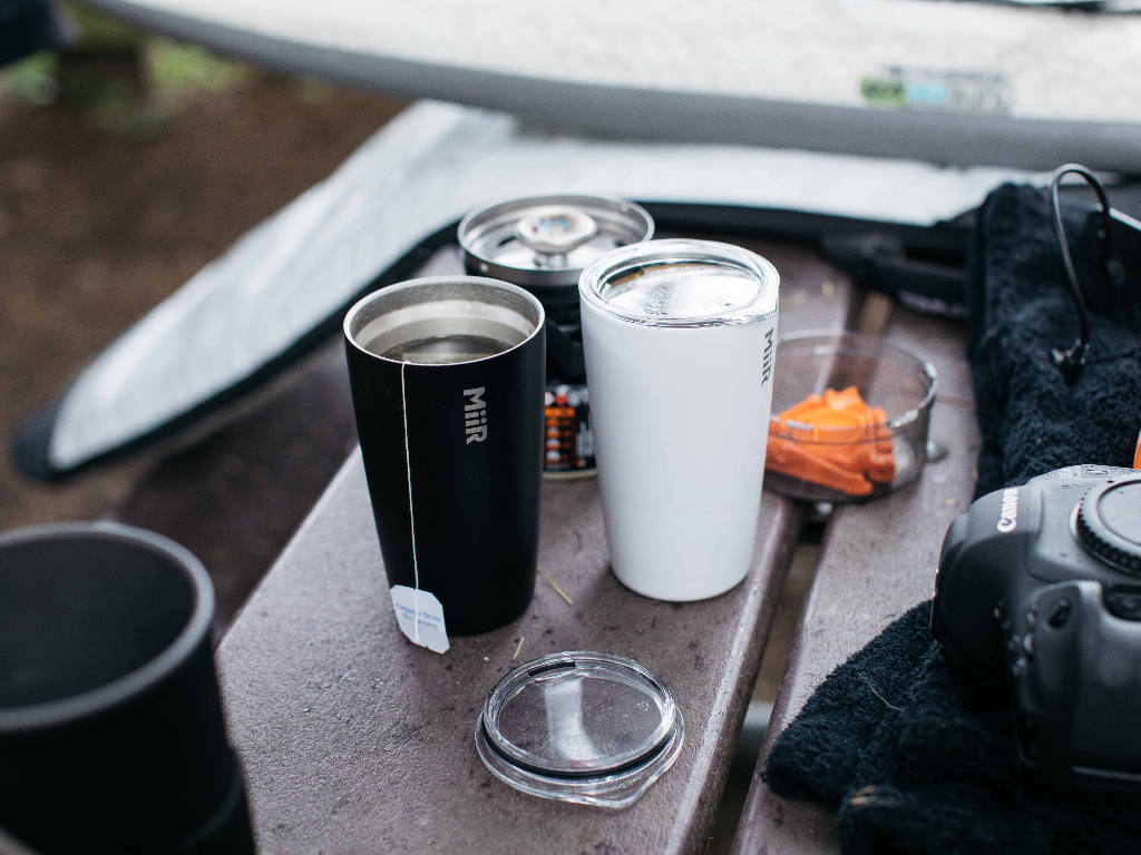 Tumblers at table.