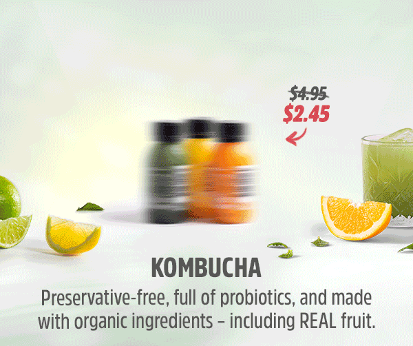 "We''re feelin'' fruity, which is why you can make a splash with 50% off ALL drinks.   Youjuice Whatever your flavour, our fresh-blends are packed full of fruit and veg.  Shots These natural tonics will help boost energy levels and immune systems.  Kombucha Preservative-free, full of probiotics, and made with organic ingredients - including REAL fruit.   *T&Cs apply, see footer for details. "
