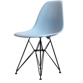 Style Eiffel Light Blue Plastic Retro Side Chair - Black Legs