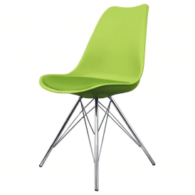 Eiffel Inspired Green Plastic Dining Chair with Chrome Metal Legs