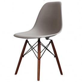 Style Cool Grey Plastic Retro Side Chair Walnut Legs