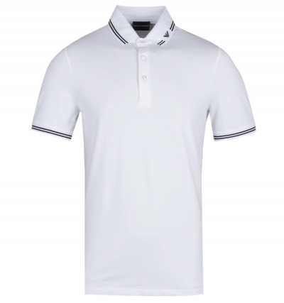 Emporio Armani Eagle Tipped White Polo Shirt