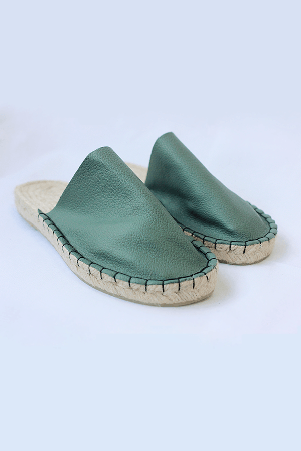 Reclaimed Leather Open Slippers