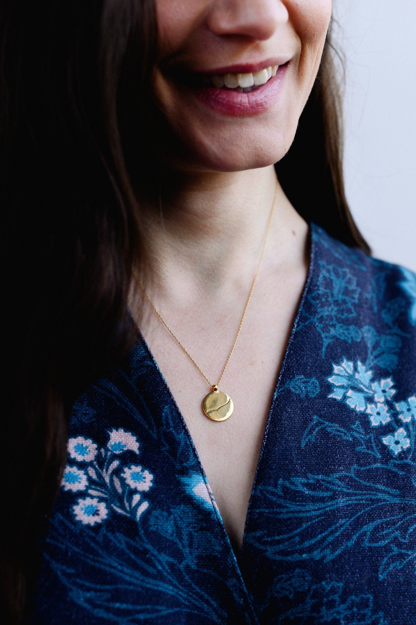 Gold Birdsong Coin Pendant Necklace