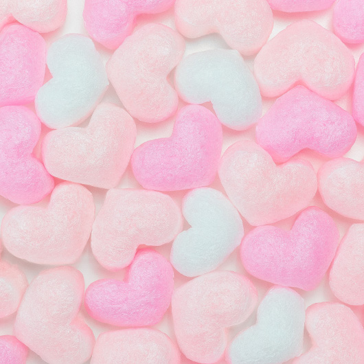 Candy hearts up close