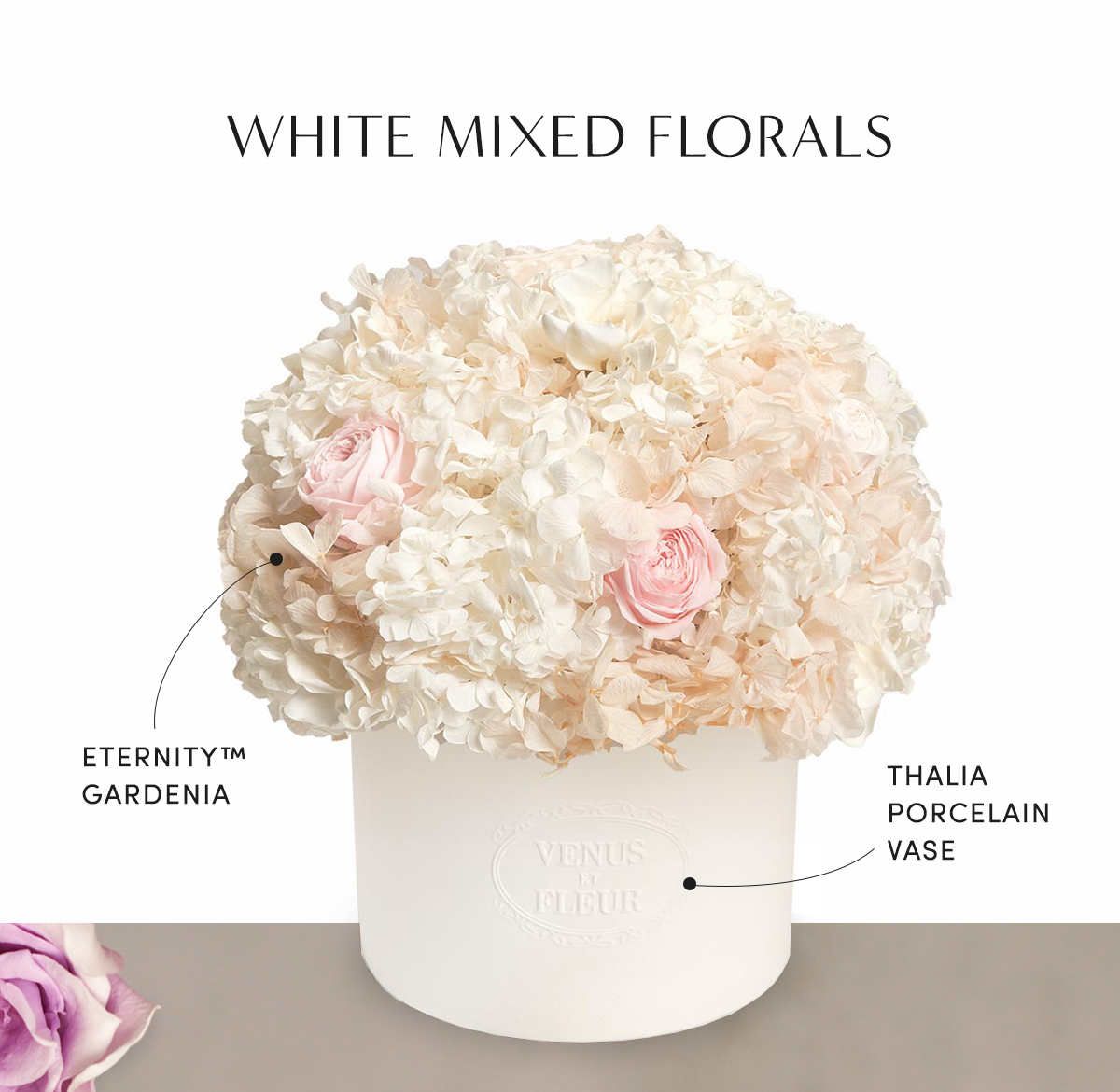 White Mixed Florals | EternityT Gardenia | Thalia Porcelain Vase