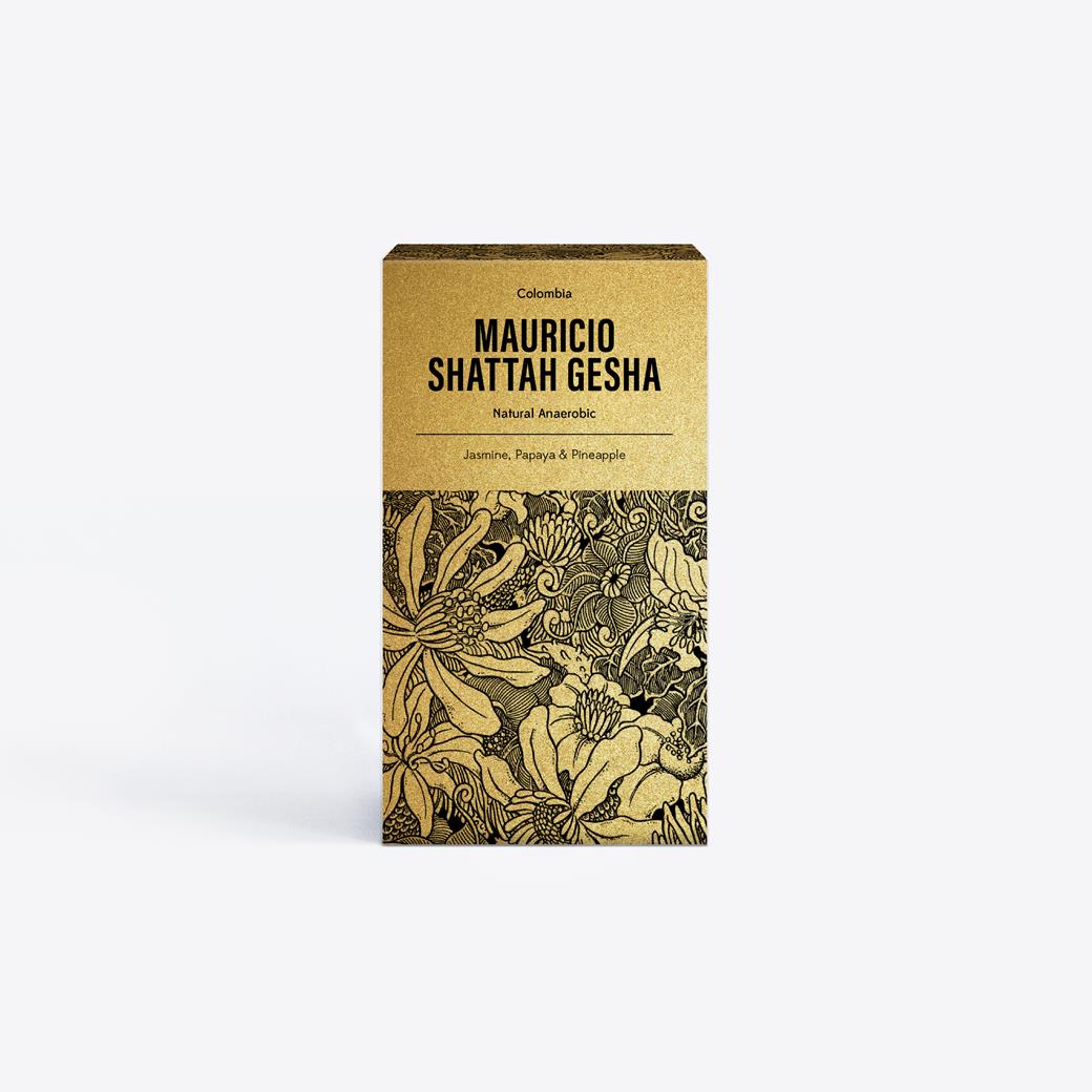 A box of Special Edition coffee. Mauricio Shattah Gesha