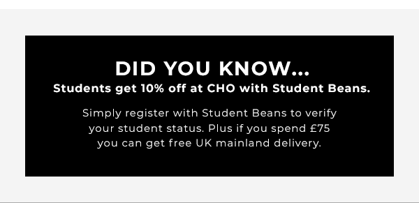 Did you know students get 10% off with Student Beans