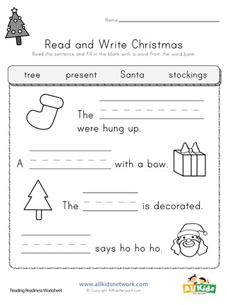 Christmas Read and Write Worksheet