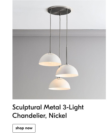 Sculptural Metal 3-Light Chandelier, Nickel - Shop Now