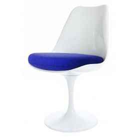 White and Blue Tulip Style Side Chair