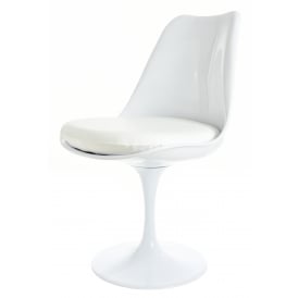 White and White PU Tulip Style Side Chair