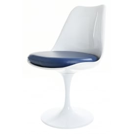 White and Navy PU Tulip Style Side Chair