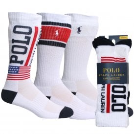 3-Pack Logo Mix Sports Socks, White