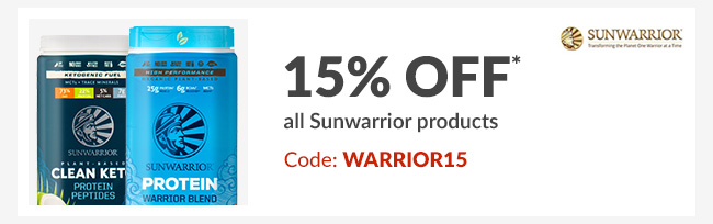15% off* all Sunwarrior products - Code: WARRIOR15