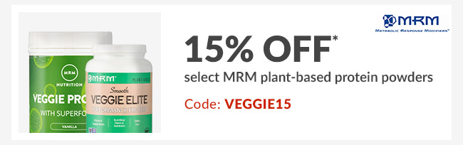 15% off* select MRM plant-based protein powders - Code: VEGGIE15