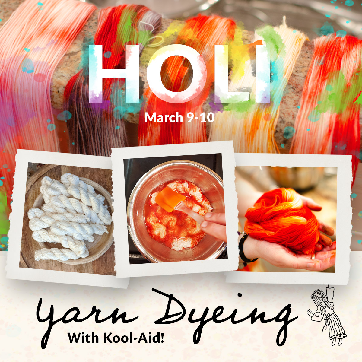 Celebrate Holi - Yarn Dyeing with Kool-aid
