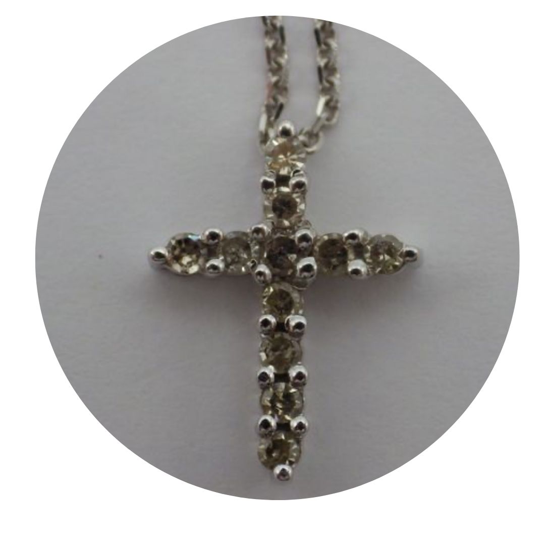 16" 14k Gold 11 Diamond (.165ctw) Cross Necklace
