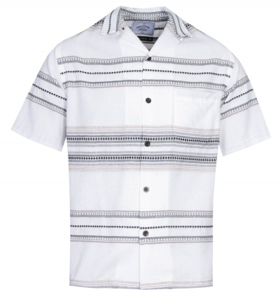 Portuguese Flannel Native Pattern White Short Sleeve Shirt