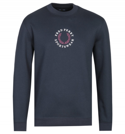Fred Perry Embroidered Logo Navy Sweatshirt