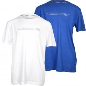 Boys 2-Pack Track Logo Crew-Neck T-Shirts, Blue/White