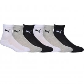 6-Pack Kids Sports Socks, Black/White/Grey