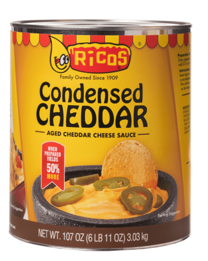 Ricos Aged Cheddar Cheese Sauce Tins -One Unit of 100oz Tin - RIC004Front