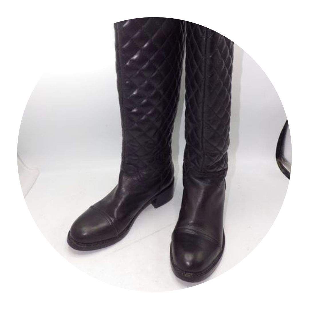 Chanel Black Quilted Boots