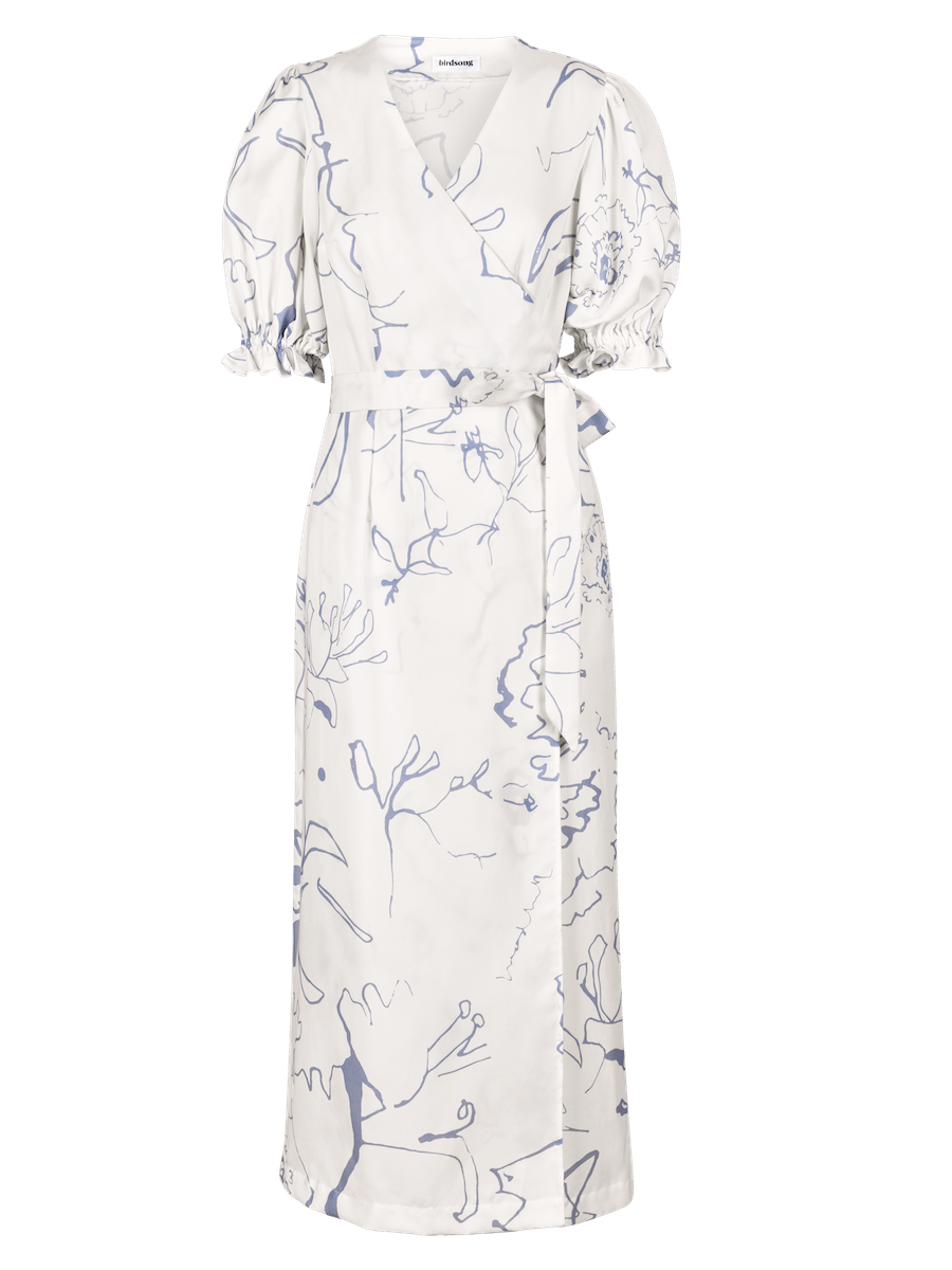 White Printed Wrap Maxi Dress ?  10 - 12 week wait