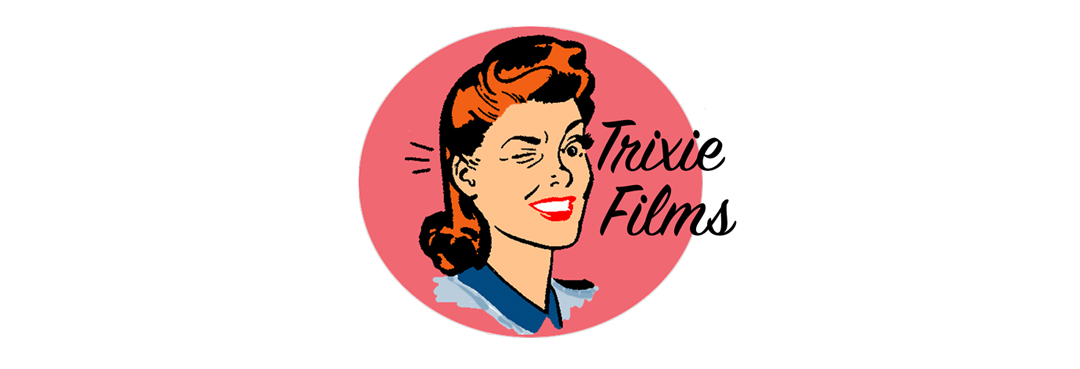 Trixie Films Logo - Image of winking woman on a pink background