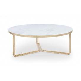 Deco - Large Circular Coffee Table With Various Stone Tops and Frame Colour Options