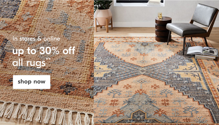 up to 30% off all rugs**. shop now