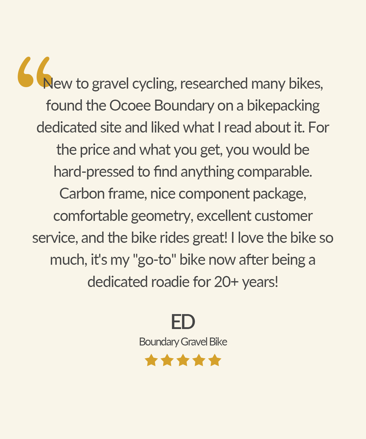 Check out what customers have said about their Ocoee bikes!