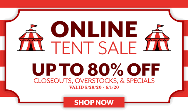 Up to 80% off Closeouts, Overstocks, and Specials. Valid 5/29 - 6/1.