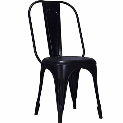 Tolix Style Industrial Dining Chair, Black Distressed