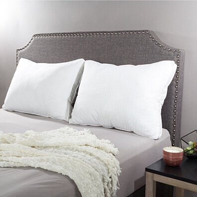 Adjustable Loft Pillows Made in USA Gel-Fiber Overstuffed Hypoallergenic Cotton Boxed Edge Set