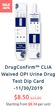 66% off DrugConfirm CLIA Waived OPI Urine Drug Test Dip Card -11/30/2019