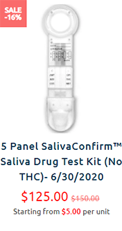 16% off 5 Panel SalivaConfirm Saliva Drug Test Kit (No THC)- 6/30/2020