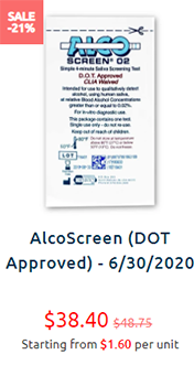21% off AlcoScreen (DOT Approved) - 6/30/2020