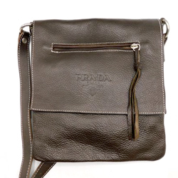 Prada Brown Leather Flap Crossbody Bag